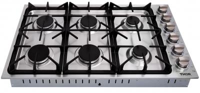 36" ThorKitchen Professional Drop-In Gas Cooktop with 6 Burners in Stainless Steel - TGC3601