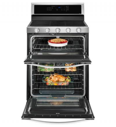 30" Whirlpool 6.0 Cu. Ft. Gas Double Oven Range With Center Oval Burner - WGG745S0FS