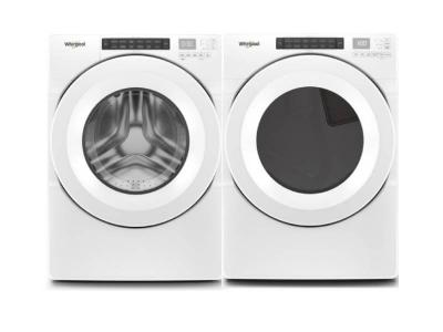 27" Whirlpool 5.0 cu.ft I.E.C. Closet Depth Front Load Washer and 7.4 cu.ft Front Load Electric Dryer - WFW560CHW-YWED560LHW