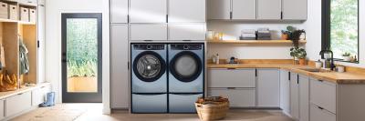 27" Electrolux 5.2 Cu. Ft. I.E.C Front Load Perfect Steam Washer with LuxCare Wash in Glacier Blue - ELFW7437AG