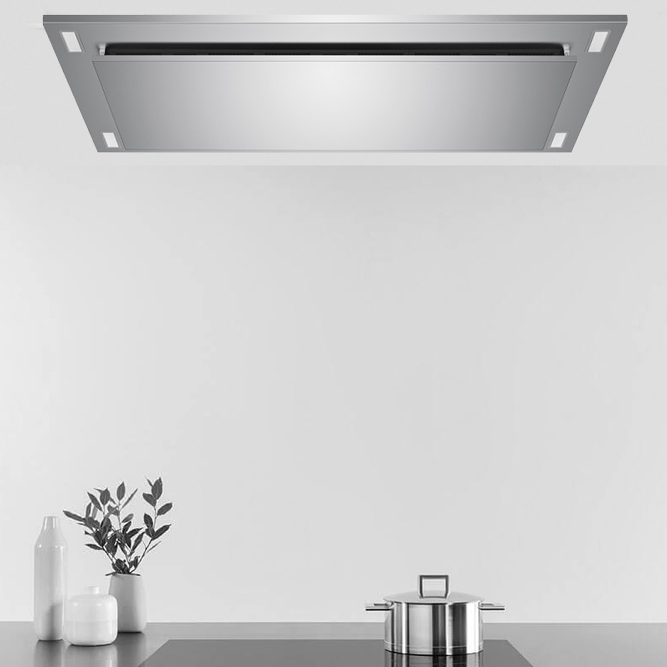 Victory 38-Inch 600 CFM Flush Ceiling Range Hood in Stainless Steel Perimeter Suction Wall Switch Controls - Sunset