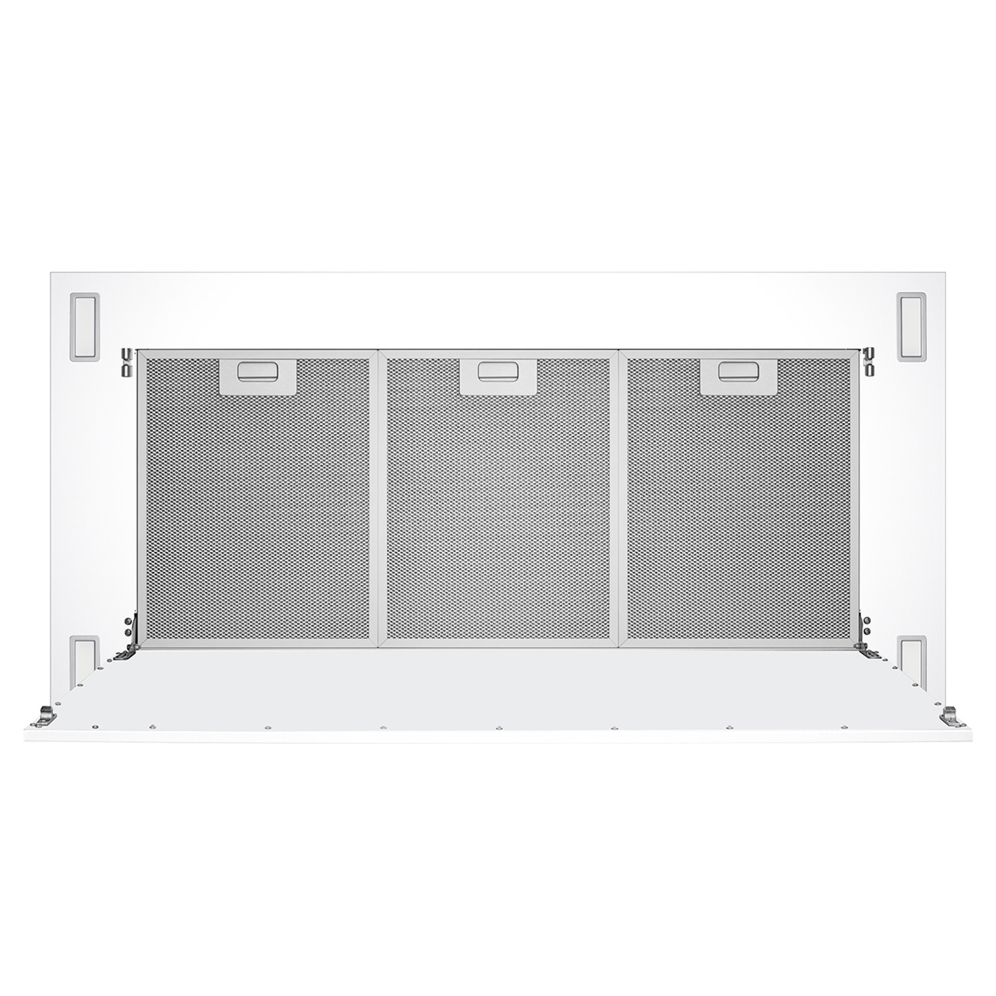 Victory 38-Inch 600 CFM Flush Ceiling Range Hood in Matte White Perimeter Suction Bluetooth Controls - Sunset-WH-B