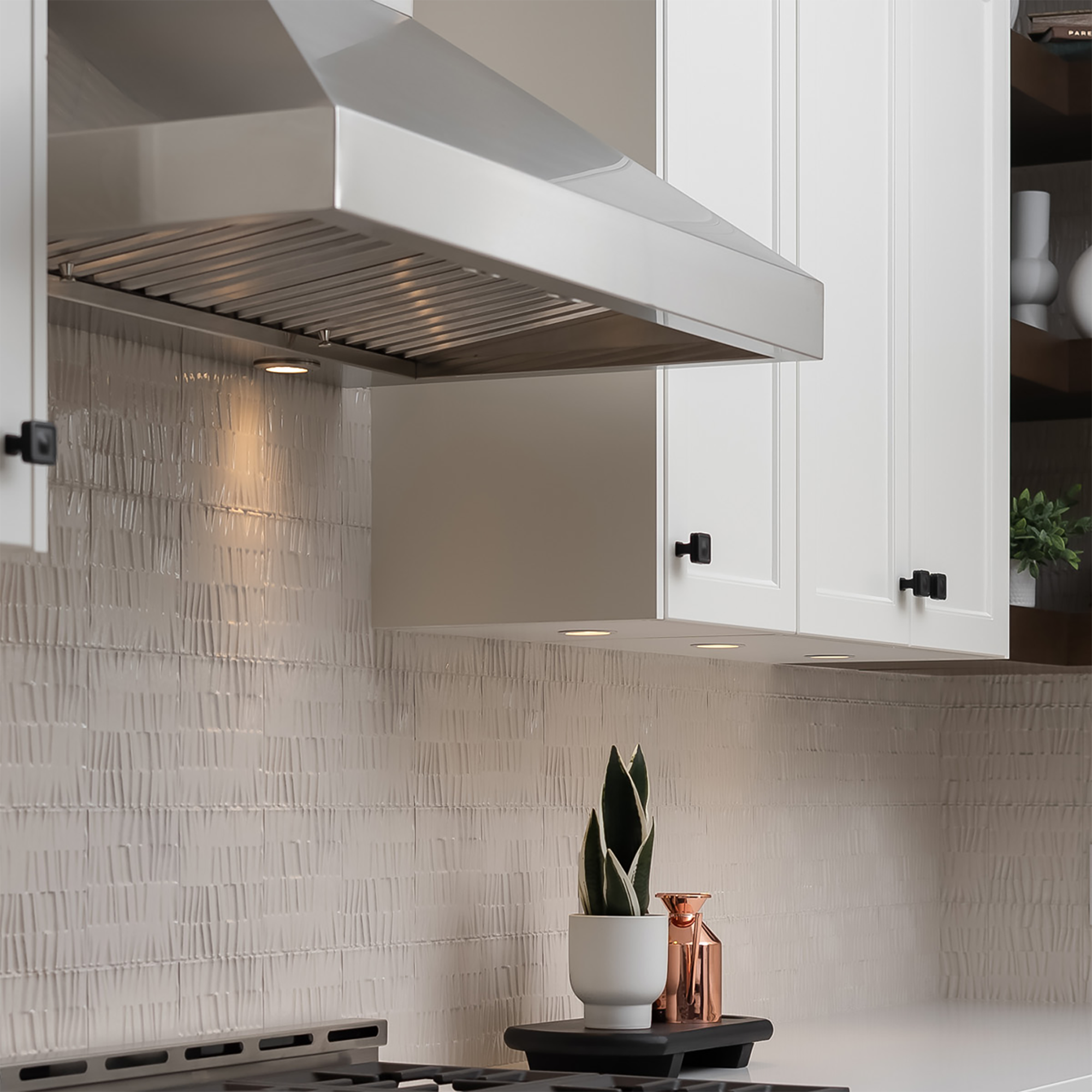 Victory 48-Inch 750 CFM Wall Mount Range Hood in Stainless Steel Baffle Filters 4-Speed Rotary Switch Dimmable LED's - Twister-48