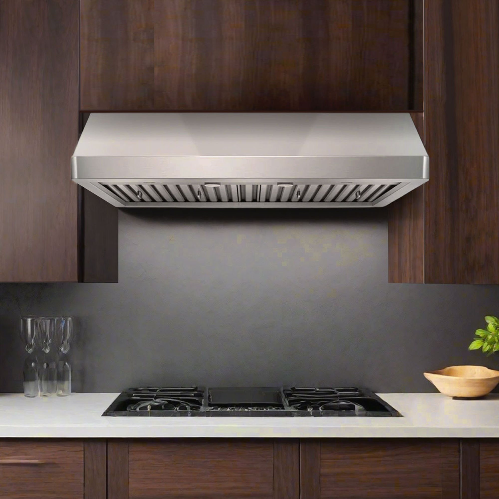 Victory 36-Inch 900 CFM Under Cabinet Range Hood in Stainless Steel with Powerful Double Blower Baffle Filters 4-Speed Rotary Switch Dimmable LED's - Verona-36