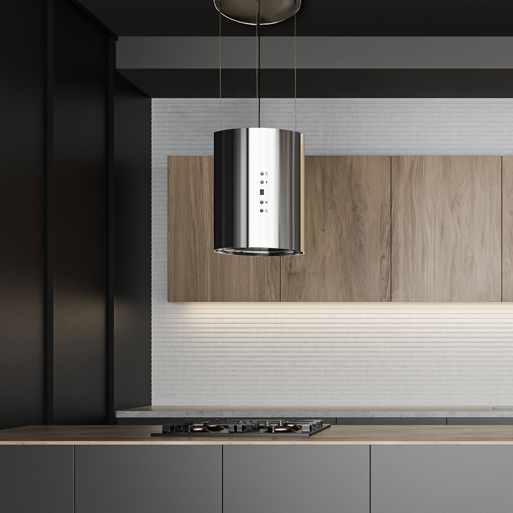 Victory 600 CFM Ductless Island Range Hood in Stainless Steel with Charcoal Filters 3-Speed Push Button Switch and Remote Control - Jupiter