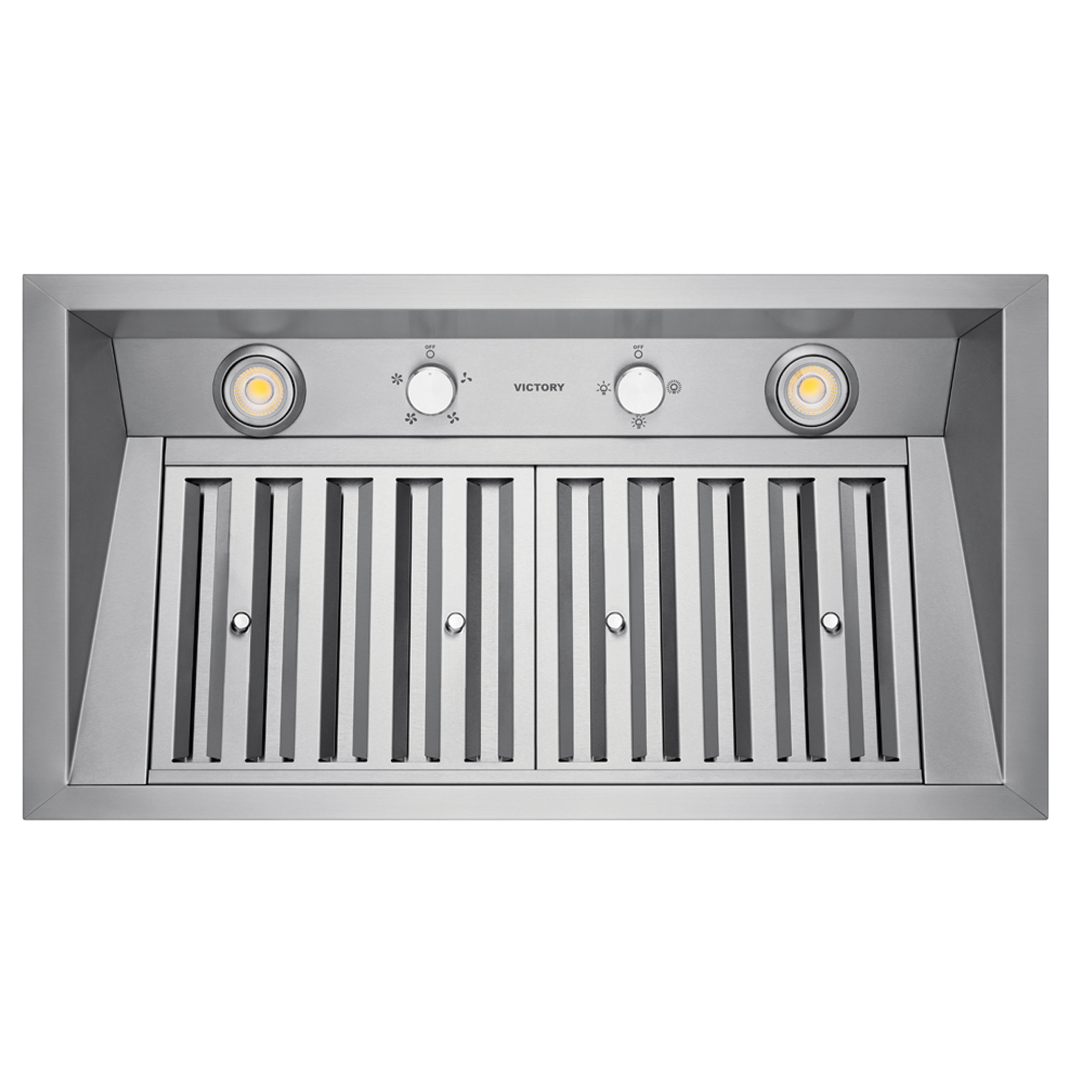 Victory 36-Inch 700 CFM Insert Range Hood in Stainless Steel Baffle Filters 4-Speed Rotary Switch Dimmable LED's - Q2-36