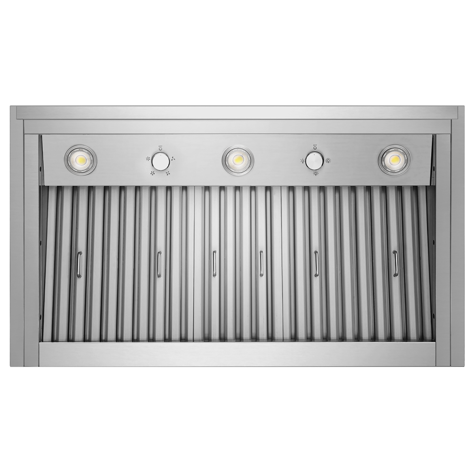 Victory 42-Inch 900 CFM Insert Range Hood in Stainless Steel with Powerful Double Blower Baffle Filters 4-Speed Rotary Switch Dimmable LED's - Star-42