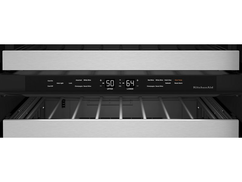 24" KitchenAid Undercounter Wine Cellar with Full-Extension Metal-Front Racks - KUWR324SSB