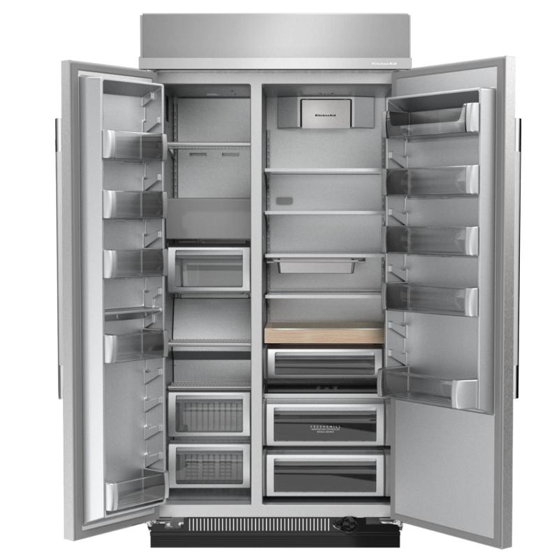 48" Kitchenaid 30 Cu. Ft. Built-In Side-by-Side Refrigerator with Platinum Interior - KBSN748SPS