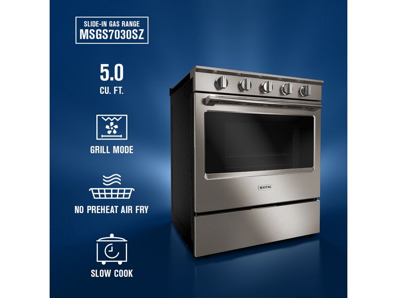 30" Maytag 5.0 Cu. Ft. Slide-In Gas Range with Grill Mode - MSGS7030SZ