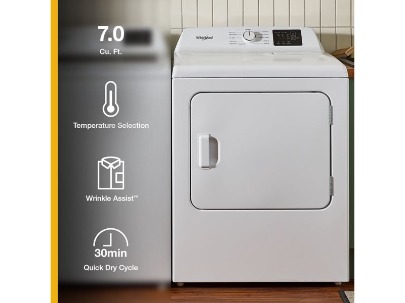 29" Whirlpool 7.0 Cu. Ft. Vented Top Load Electric Dryer - YWED4105SW