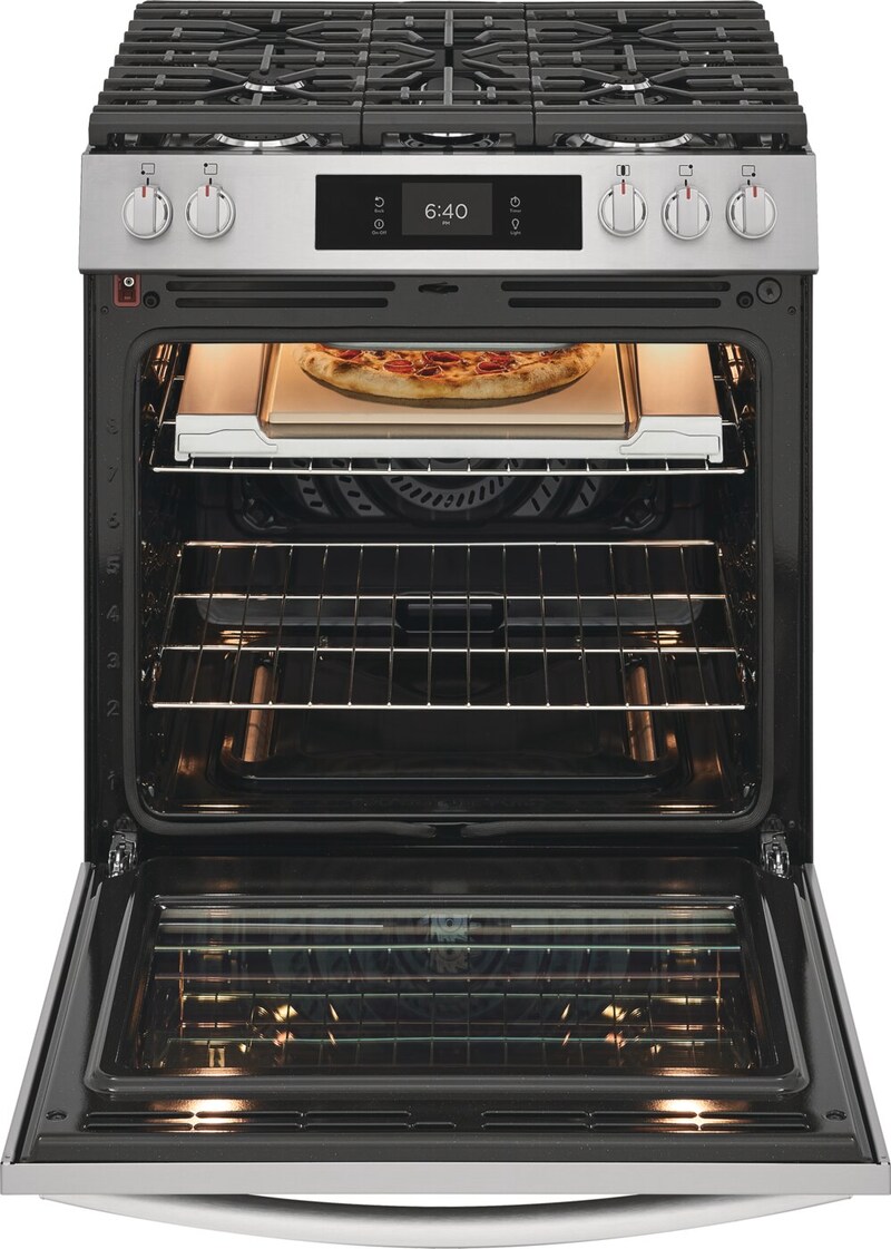 30" Frigidaire Gallery Front Control Gas Range with Stone-Baked Pizza - GCFG3070BF