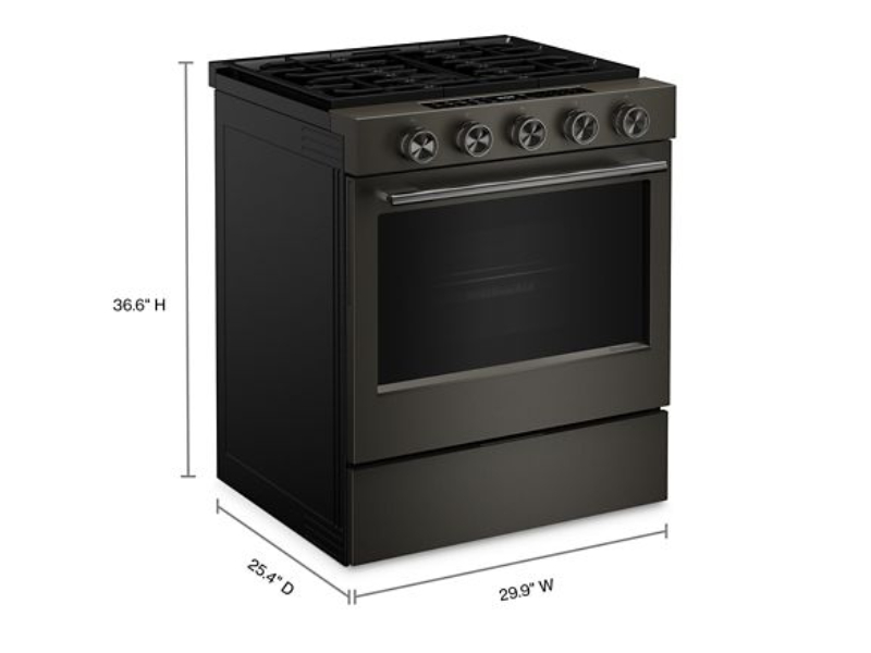 30" KitchenAid 5.0 Cu. Ft. Smart Slide-in Gas Range with Convection Cooking Modes and 2-in-1 Burner - KSGS530SBE