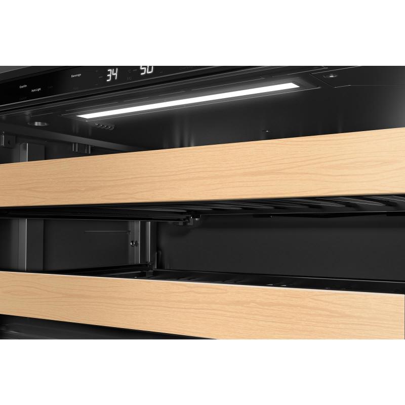 24" KitchenAid Beverage Center with Glass Door and Wood-Front Racks - KUBR524SJP