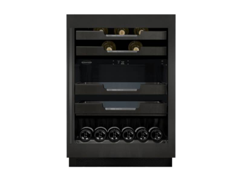 24" Marathon Built-in Dual Zone Wine & Beverage Cooler in Black Steel - M4-D250BLS