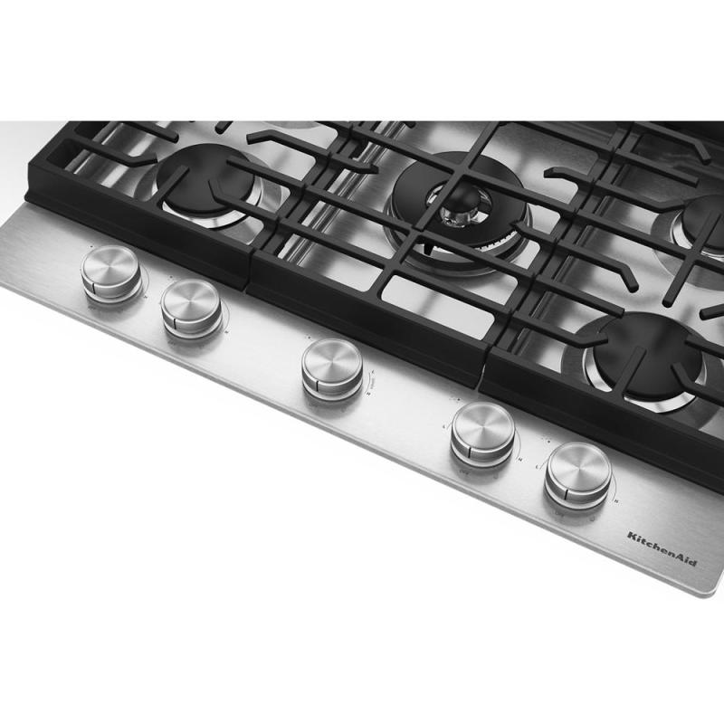 30" KitchenAid Gas-on-Metal Cooktop with an Integrated Wok Grate - KCGK530SSS
