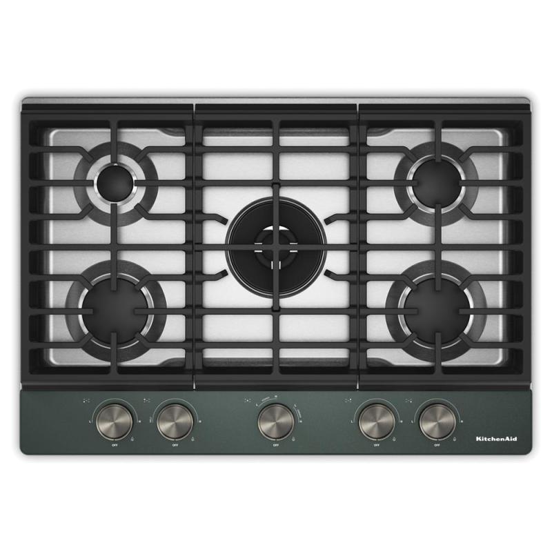 30" Kitchenaid Gas-on-Metal Cooktop with an Integrated Wok Grate - KCGK530SJP