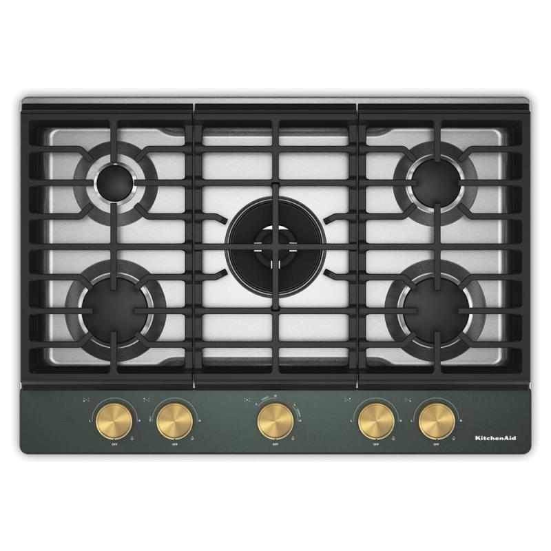 30" KitchenAid Gas-on-Metal Cooktop with an Integrated Wok Grate - KCGK730SJP