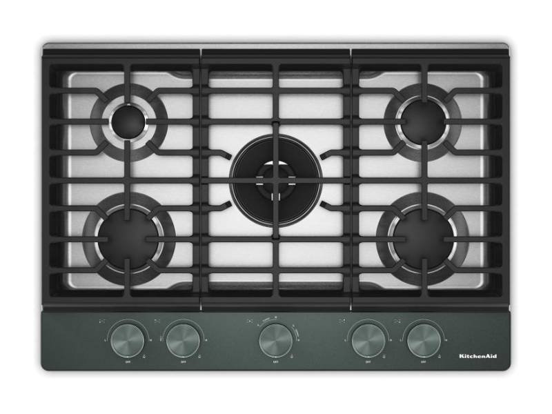 30" KitchenAid Gas-on-Metal Cooktop with an Integrated Wok Grate - KCGK730SJP