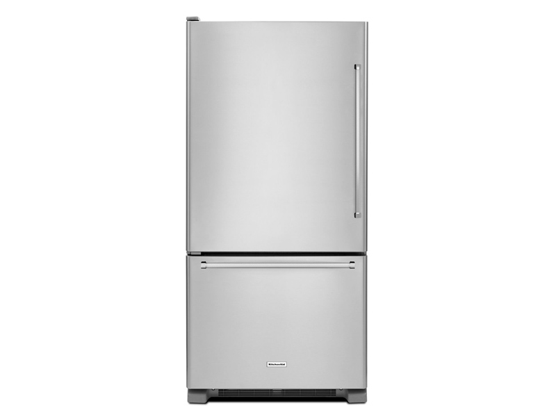 30" KitchenAid 19 Cu. Ft. Full Depth Non Dispense Bottom Mount Refrigerator - KRBL109ESS