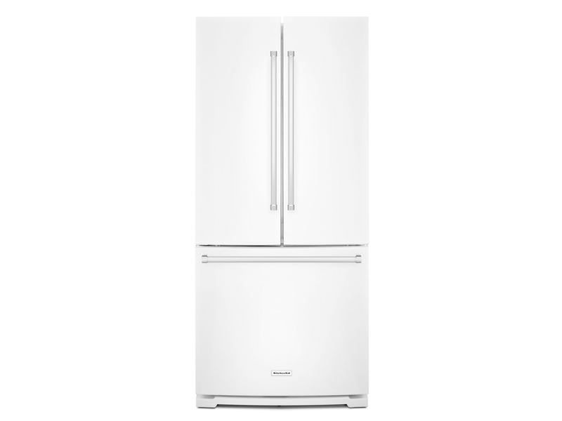 30" KitchenAid 20 Cu. Ft. Standard Depth French Door Refrigerator with Interior Dispense - KRFF300EWH