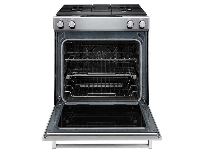 30" KitchenAid 6.4 Cu. Ft. 4-Burner Dual Fuel Downdraft Front Control Range - KSDG950ESS