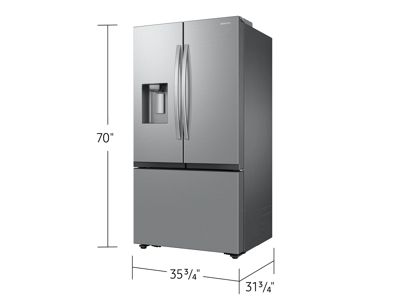 36" Samsung Bespoke AI 3-Door French Door Refrigerator with External Water & Ice Dispenser - RF27CG5B30SRAA