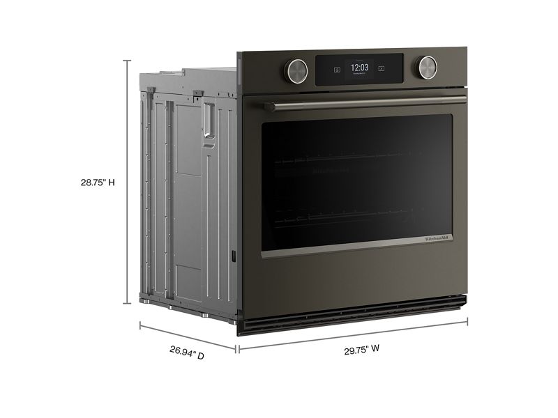 30" Kitchenaid Smart Electric Single Wall Oven with Intelligent Cooking Camera in Black Ore - KOES930SBE