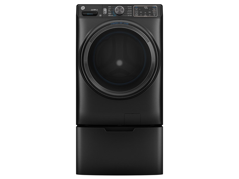 28" GE 5.8 Cu. Ft. Smart Front Load Steam Washer and 7.8 Cu. Ft. Electric Dryer and Stack Bracket Kit - GFA28KITN-GFW655SPVDS-GFD65ESMVDS