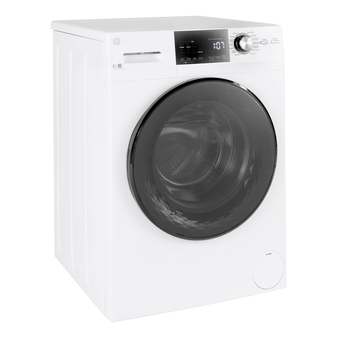 24" GE 2.8 Cu. Ft. Capacity Stainless Steel Drum Front Load Washer and 4.1 Cu. Ft. Front Load Electric Dryer - GFW148SSMWW-GFT14JSIMWW