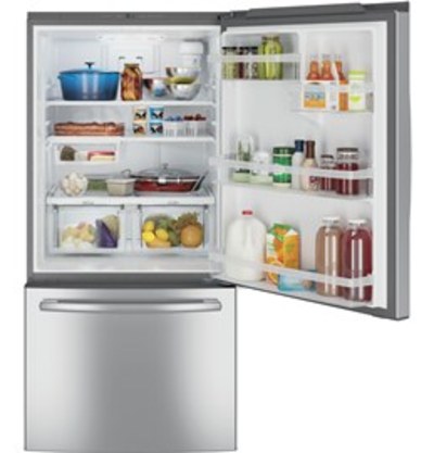 33" GE 24.9 Cu. Ft. Bottom-Freezer Refrigerator with Factory Installed Ice Maker - GDE25ESKSS